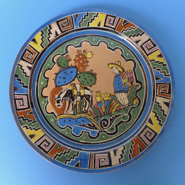 Vintage Tlaquepaque plate attributed to BALBINO LUCANO 10 1/8" diam.